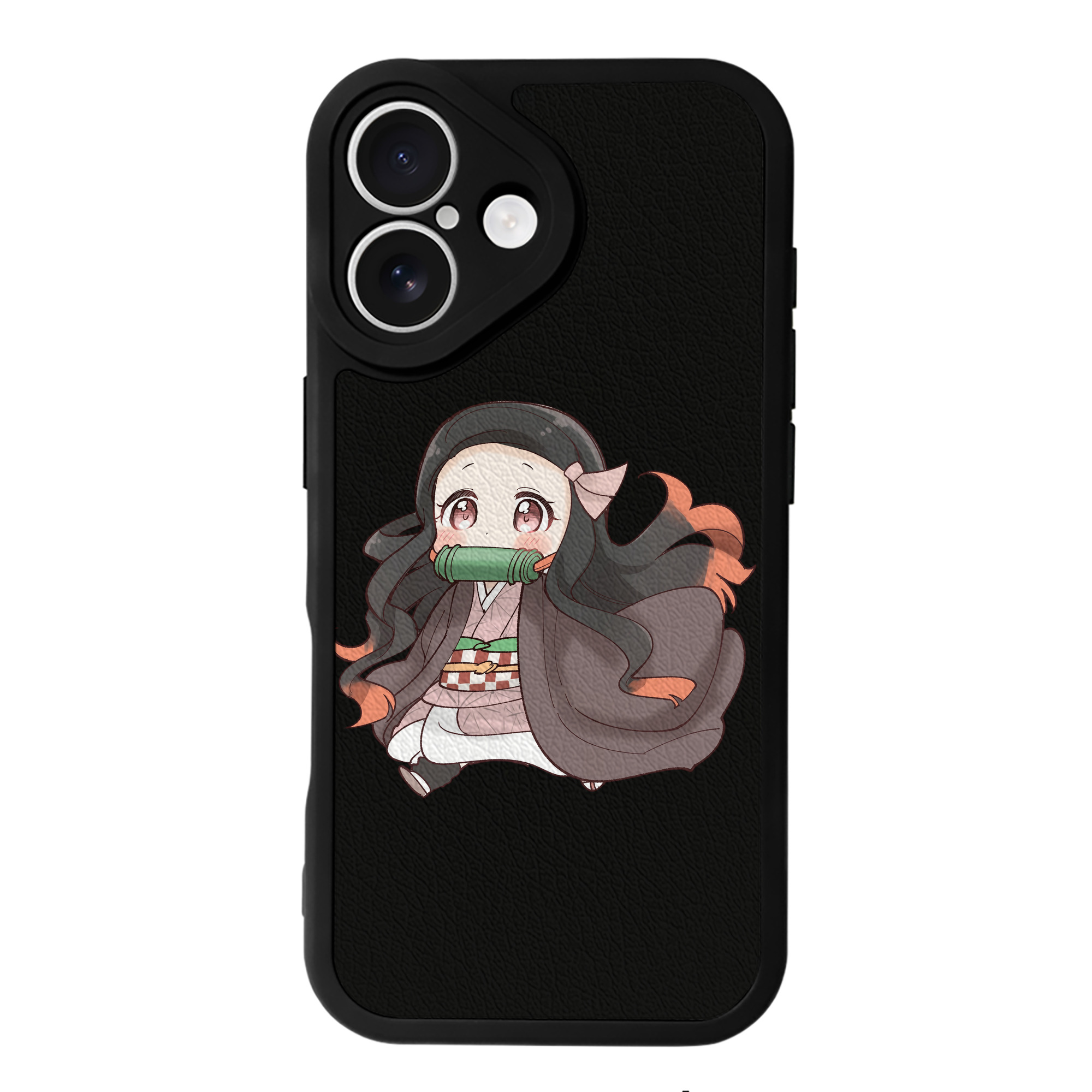 （画像用） 鬼滅の刃（きめつのやいば）竈門 禰󠄀豆子／かまど ねずこ Kamado Nezuko 【iPhone 16シリーズ対応】シリコンスマホケース（レザー調） 材質：シリコン